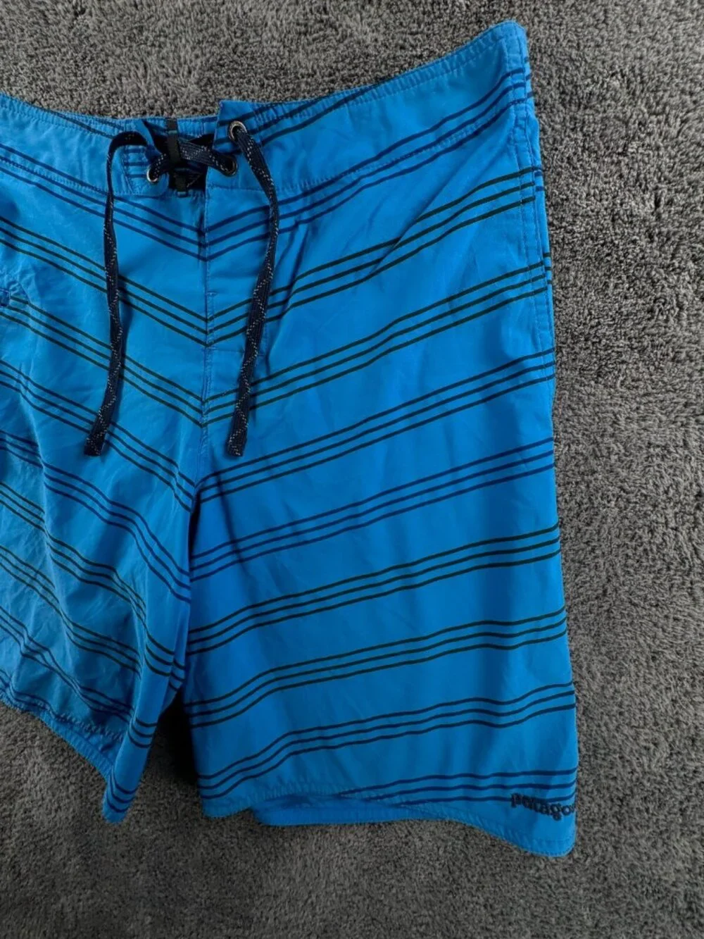 Patagonia Swim Trunk Men Board Shorts Adult Swimming Size 30 Blue Striped String